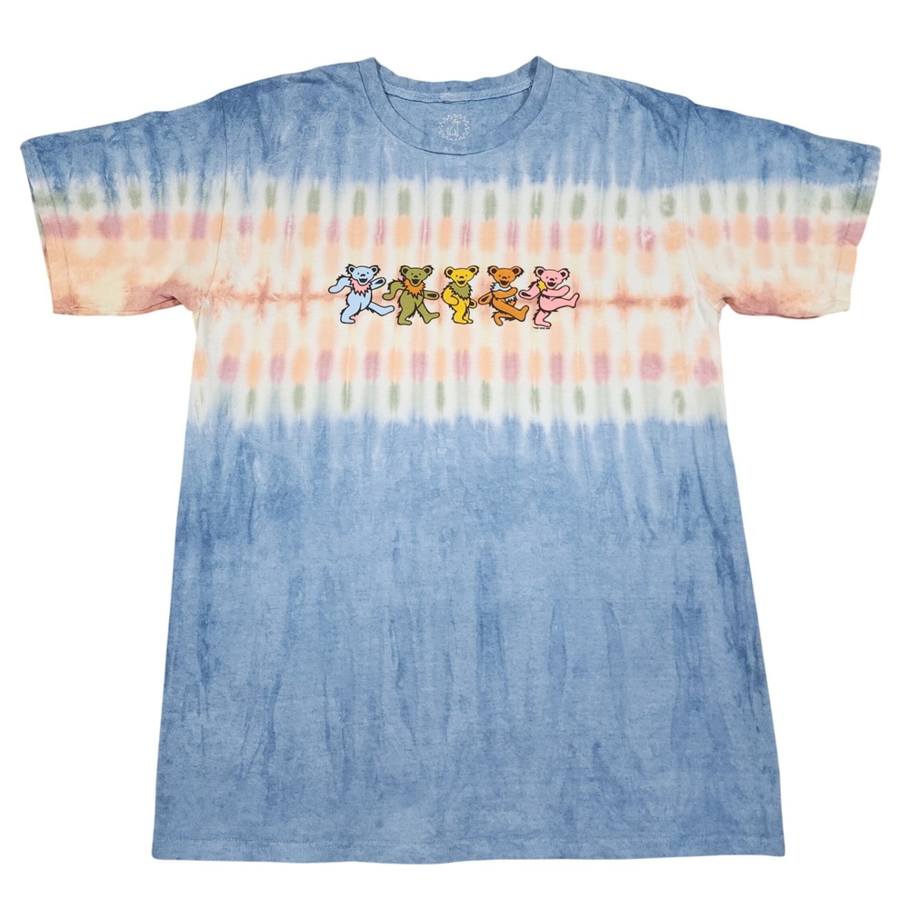 Grateful Dead Shirt Mens L Blue Tie Dye Dancing Bears Sundog Deadhead Band
